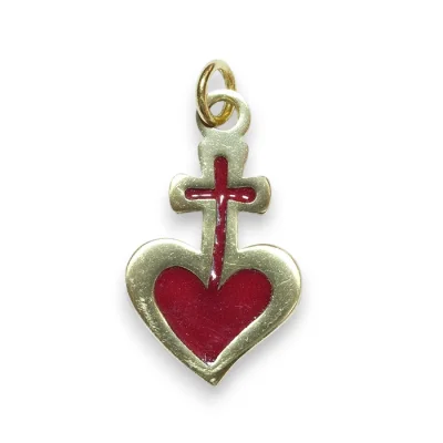 Sacré-coeur pendentif bronze émaillé – 3,9cm – v12