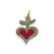 Pendentif sacré-cœur en bronze émaillé - 2,1cm - v15