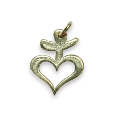 Pendentif sacré-coeur en bronze – 2.4cm – V11