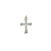 Pendentif croix fine en bronze émaillé – 4,3cm – V14 BLANC - Les Tailleurs d'Images
