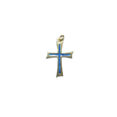 Pendentif croix fine en bronze émaillé – 4,3cm – V14