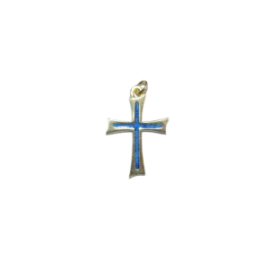 Pendentif croix fine en bronze émaillé – 4,3cm – V14