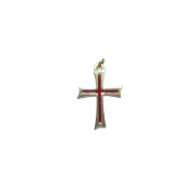 Pendentif croix fine en bronze émaillé – 4,3cm – V14 ROUGE - Les Tailleurs d'Images