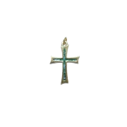 Pendentif croix fine en bronze émaillé – 4,3cm – V14 VERT - Les Tailleurs d'Images