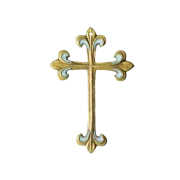 0177 Croix Murale en Bronze Émaillé avec Fleur de Lys 17 cm blanc | Les Tailleurs d'Images