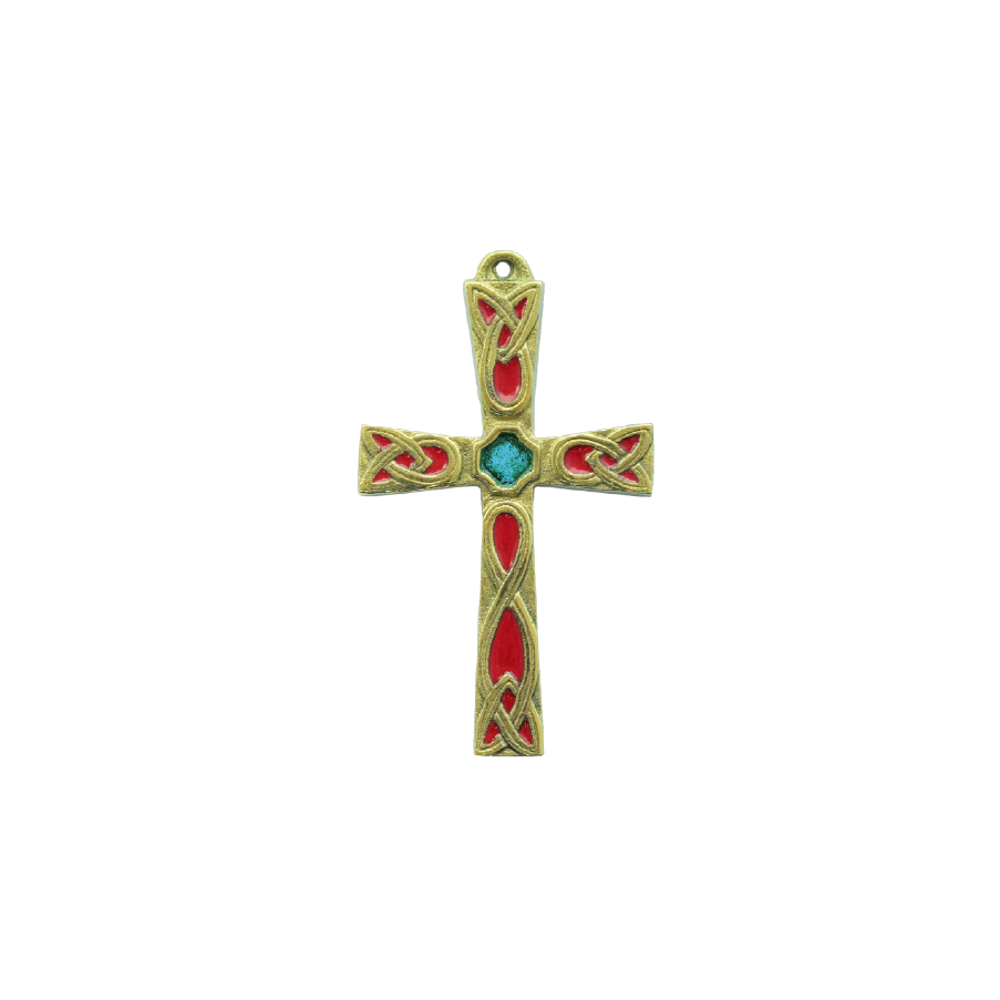 Croix Celtique Émaillée en Bronze  - 12 cm - 0182 rouge | Les Tailleurs d'Images