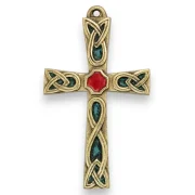 Croix Celtique verte en bronze