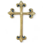 Croix Murale en Bronze Émaillé avec Fleur de Lys