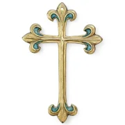 Croix Murale en Bronze Émaillé avec Fleur de Lys