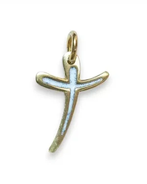 Croix fine pendentif bronze émaillé – 2,8cm – V23