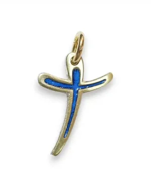 Croix fine pendentif bronze émaillé – 2,8cm – V23