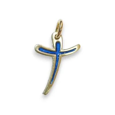 Croix fine pendentif bronze émaillé – 2,8cm – V23