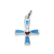 Pendentif croix argent sacré-cœur