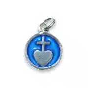 Pendentif en argent Sacré-Cœur sur fond bleu