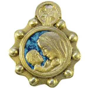 Médaillon Vierge à l’Enfant – Bronze émaillé – 7 cm – 03