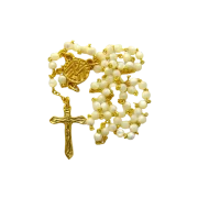 Chapelet en nacre - Crucifix doré plat - CH19-0240