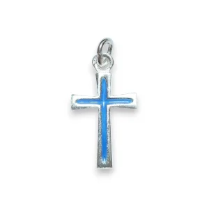 Pendentif croix fine en argent émaillé – 2,2cm – VA20