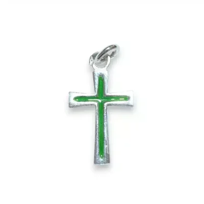 Pendentif croix fine en argent émaillé – 2,2cm – VA20