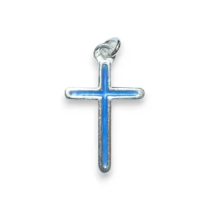 Pendentif croix fine en argent émaillé – 2,2cm – VA20