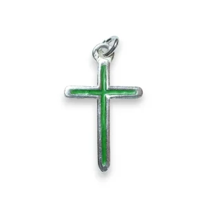 Pendentif croix fine en argent émaillé – 2,2cm – VA20