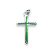 Croix fine verte pendentif argent émaillé - Les Tailleurs d'Images