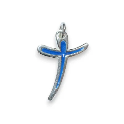 Croix fine pendentif argent émaillé – 2,8cm – VA23