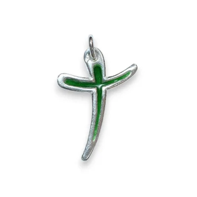 Croix fine pendentif argent émaillé – 2,8cm – VA23