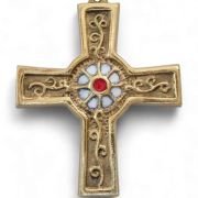 Croix murale médiévale avec rosace et émaux – 10 cm – 891