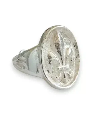 Chevalière fleur de lys en argent – NA113NE
