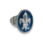 Chevalière fleur de lys en argent - Email bleu - NA113