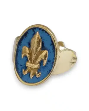Bague fleur de lys en bronze émaillé – N113