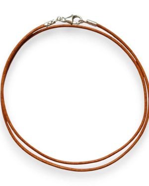 Cordon en cuir havane pour pendentif – 41cm – 45cm