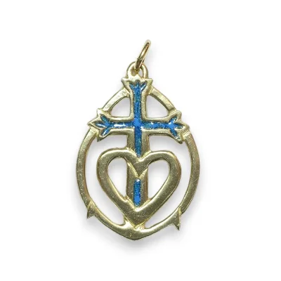 Pendentif croix de Camargue Bronze émaillé – N175