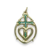 Pendentif croix de Camargue émaillée verte