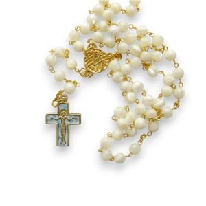 Chapelet en nacre – Croix émaillée – CH6-0181