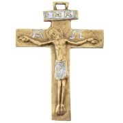 Crucifix médiéval avec les symboles - INRI, Alpha, Omega – 13cm – blanc