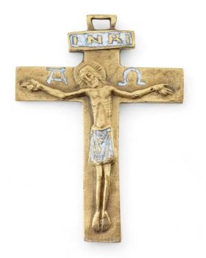 Crucifix médiéval avec les symboles : INRI, Alpha, Omega – 13cm – 430