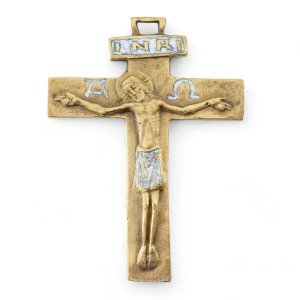 Crucifix médiéval avec les symboles : INRI, Alpha, Omega – 13cm – 430